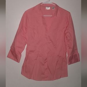 Riders By Lee Easy Care Women's Top Blouse Size: M Coral Color